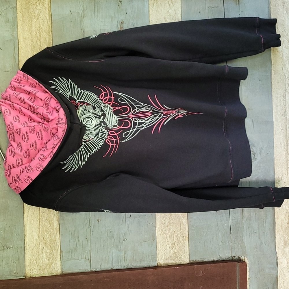 Edgy Black and Pink Women's Hoodie